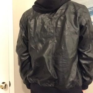 Black OBEY leather hoodie